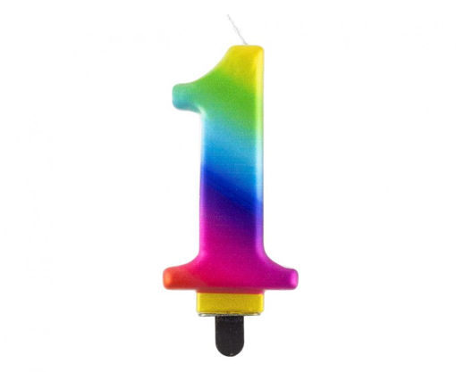 Picture of BIRTHDAY CANDLE RAINBOW NUMBER 1 - 8CM